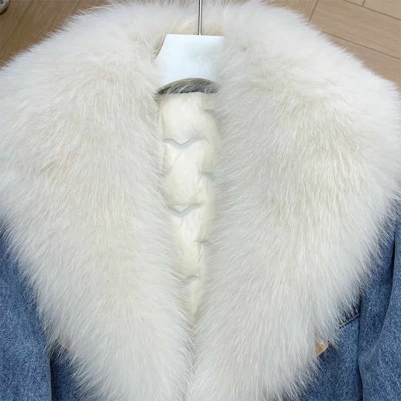 WinterGlam - Elegant Goose Down Coat with Faux Fur Accents