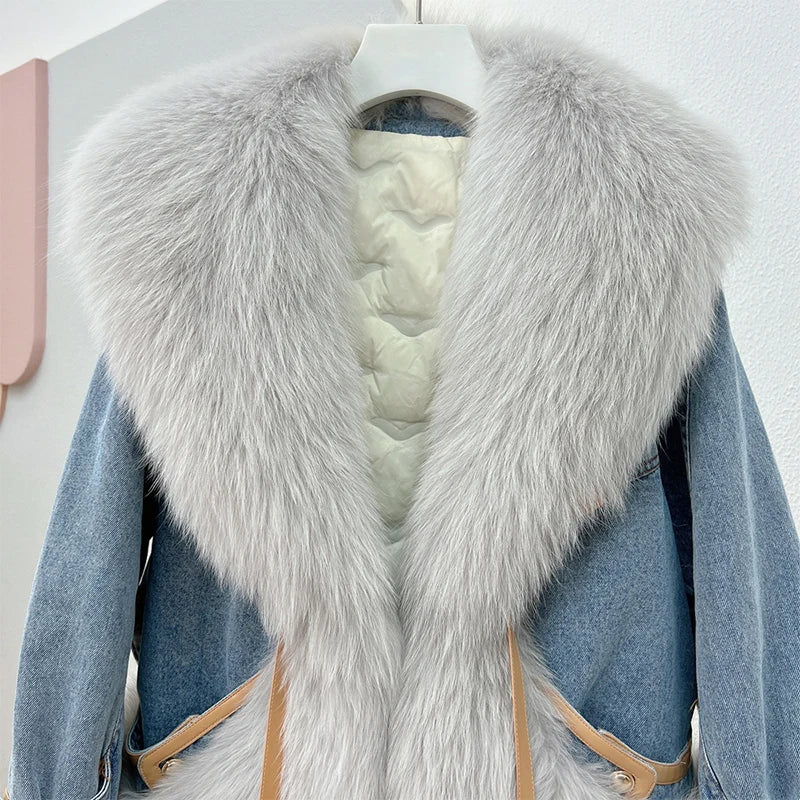 WinterGlam - Elegant Goose Down Coat with Faux Fur Accents