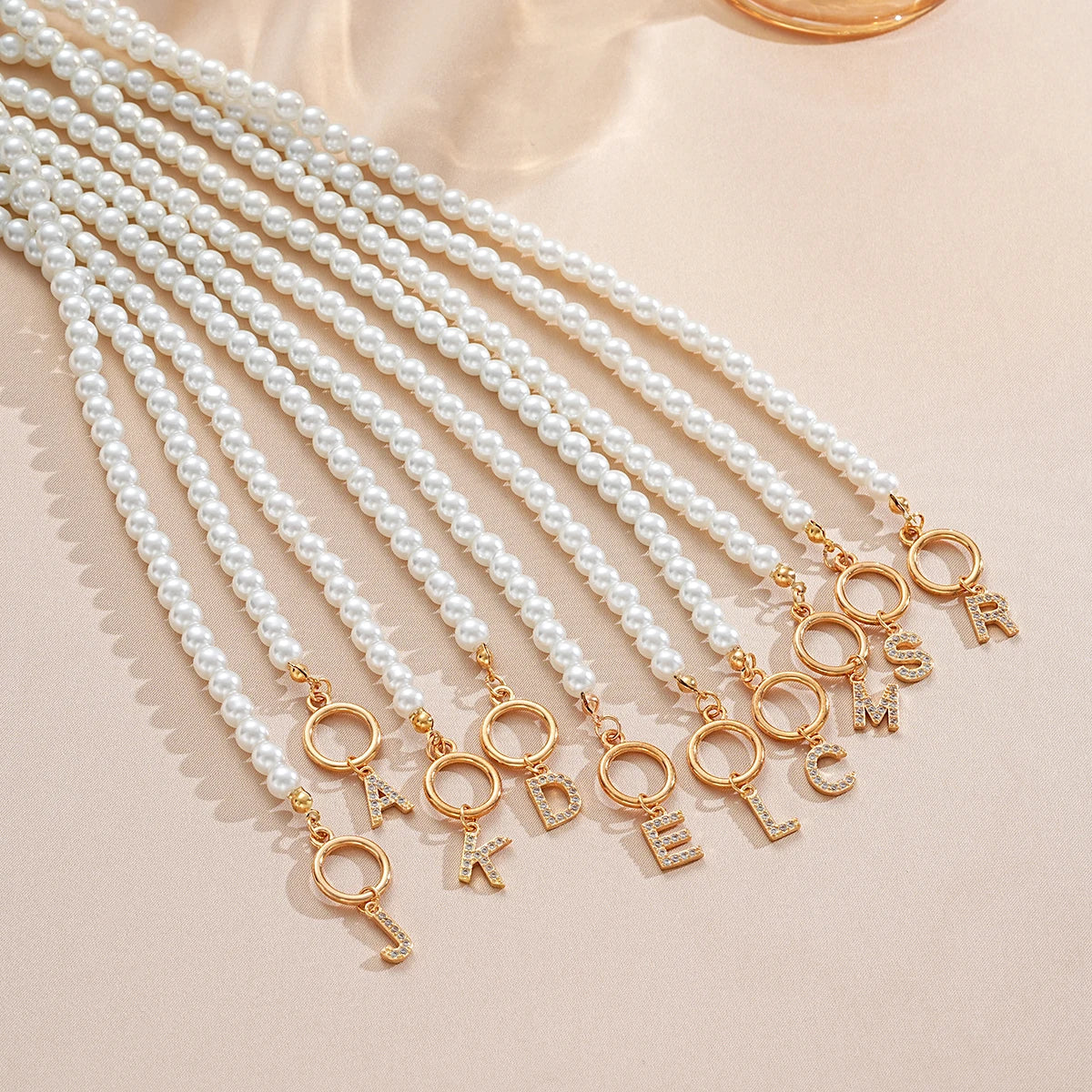 Fashion Letter Necklace with Pearl Accents