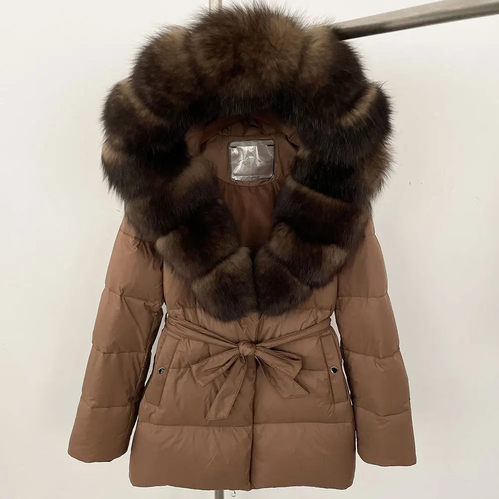 ElegantFox - Women’s Winter Coat with Real Fox Fur Hood