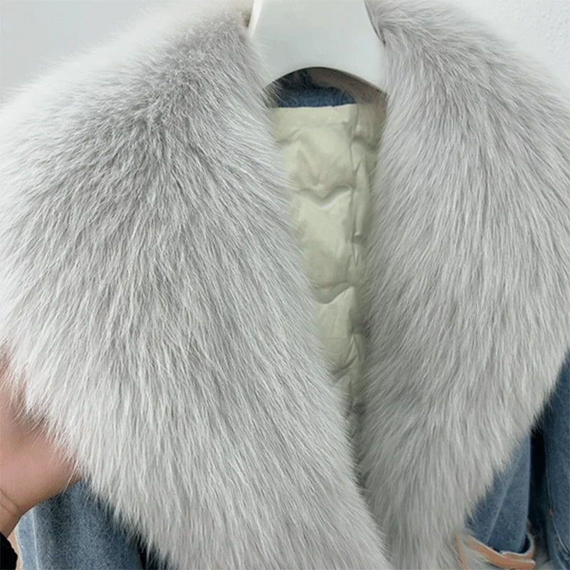 WinterGlam - Elegant Goose Down Coat with Faux Fur Accents