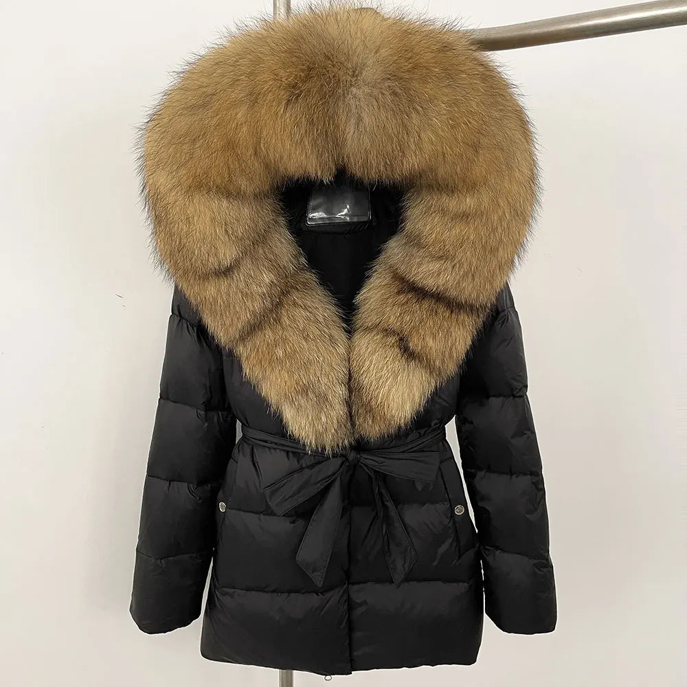 ElegantFox - Women’s Winter Coat with Real Fox Fur Hood