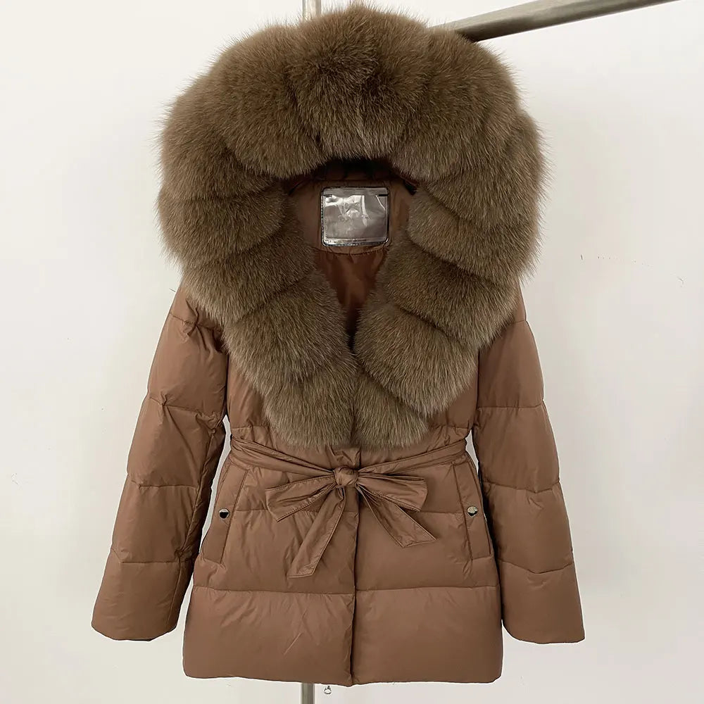 ElegantFox - Women’s Winter Coat with Real Fox Fur Hood