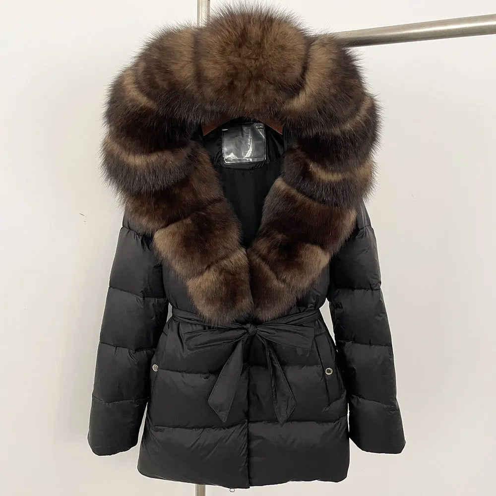 ElegantFox - Women’s Winter Coat with Real Fox Fur Hood