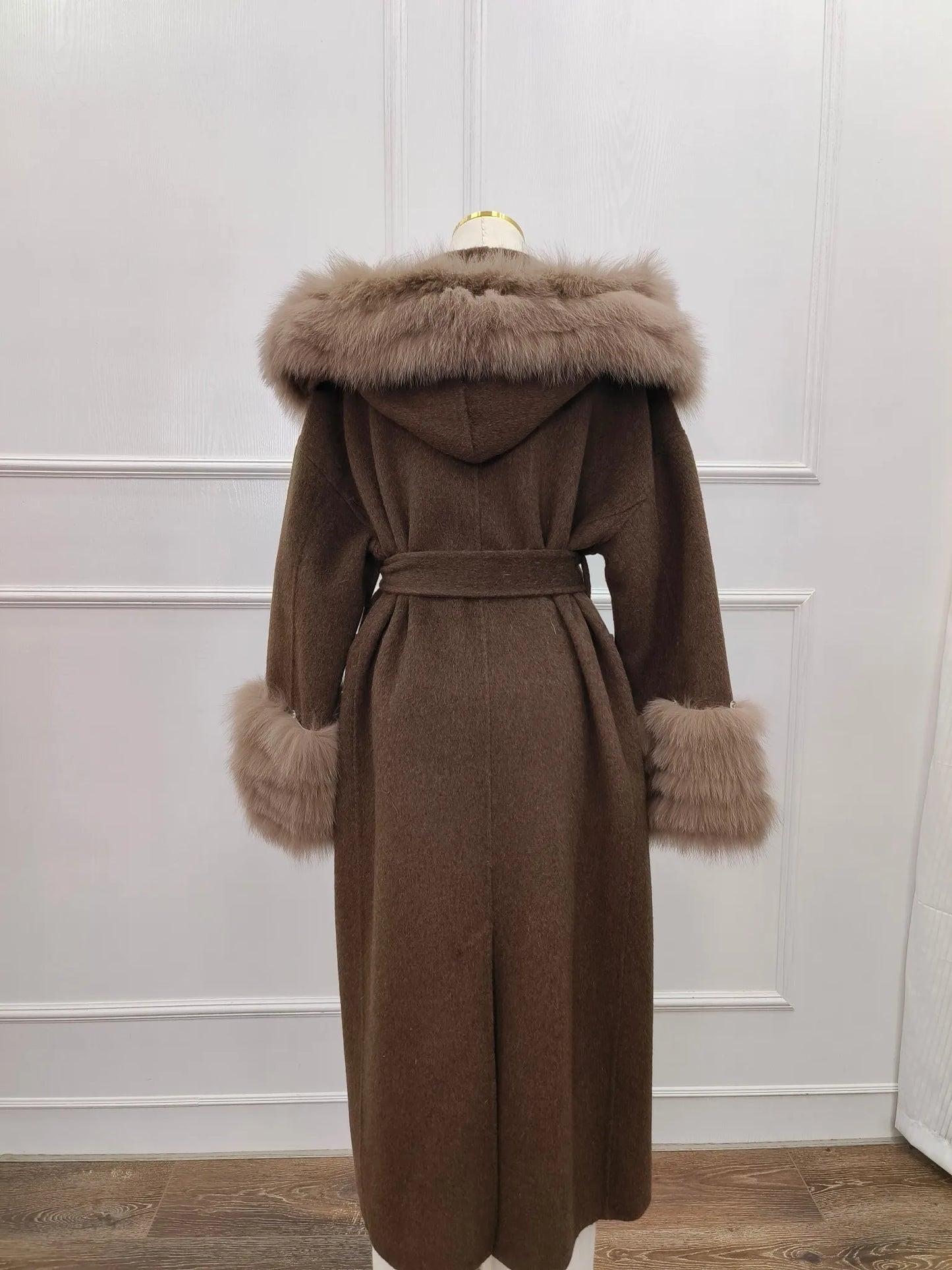 FoxWarm - Women’s Real Fur Wool Blend Coat