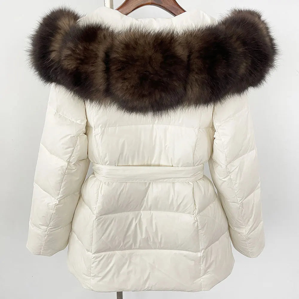 ElegantFox - Women’s Winter Coat with Real Fox Fur Hood