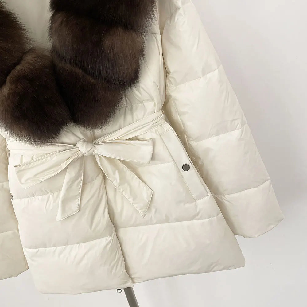 ElegantFox - Women’s Winter Coat with Real Fox Fur Hood