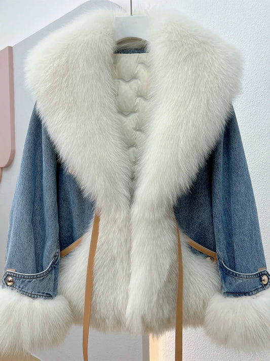 WinterGlam - Elegant Goose Down Coat with Faux Fur Accents