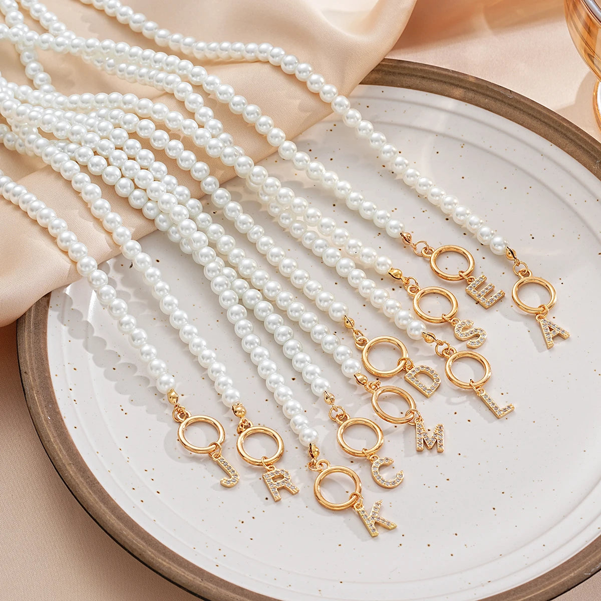 Fashion Letter Necklace with Pearl Accents