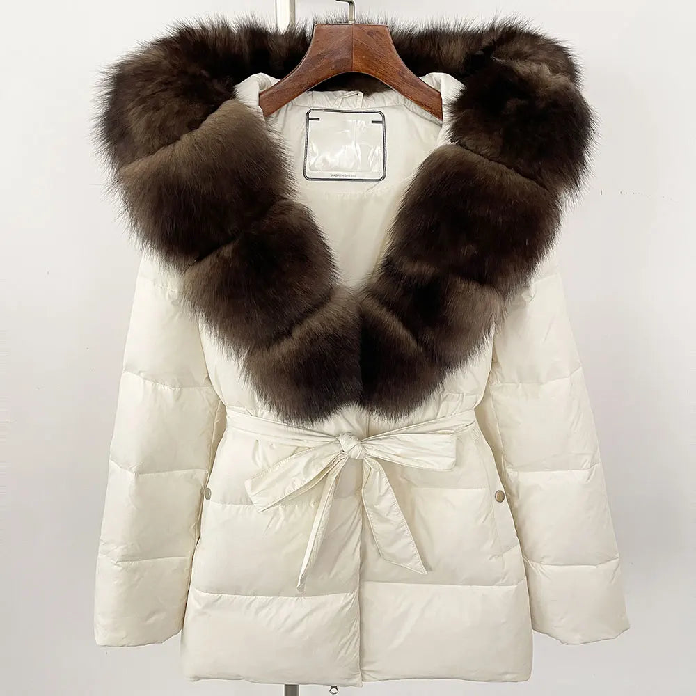 ElegantFox - Women’s Winter Coat with Real Fox Fur Hood