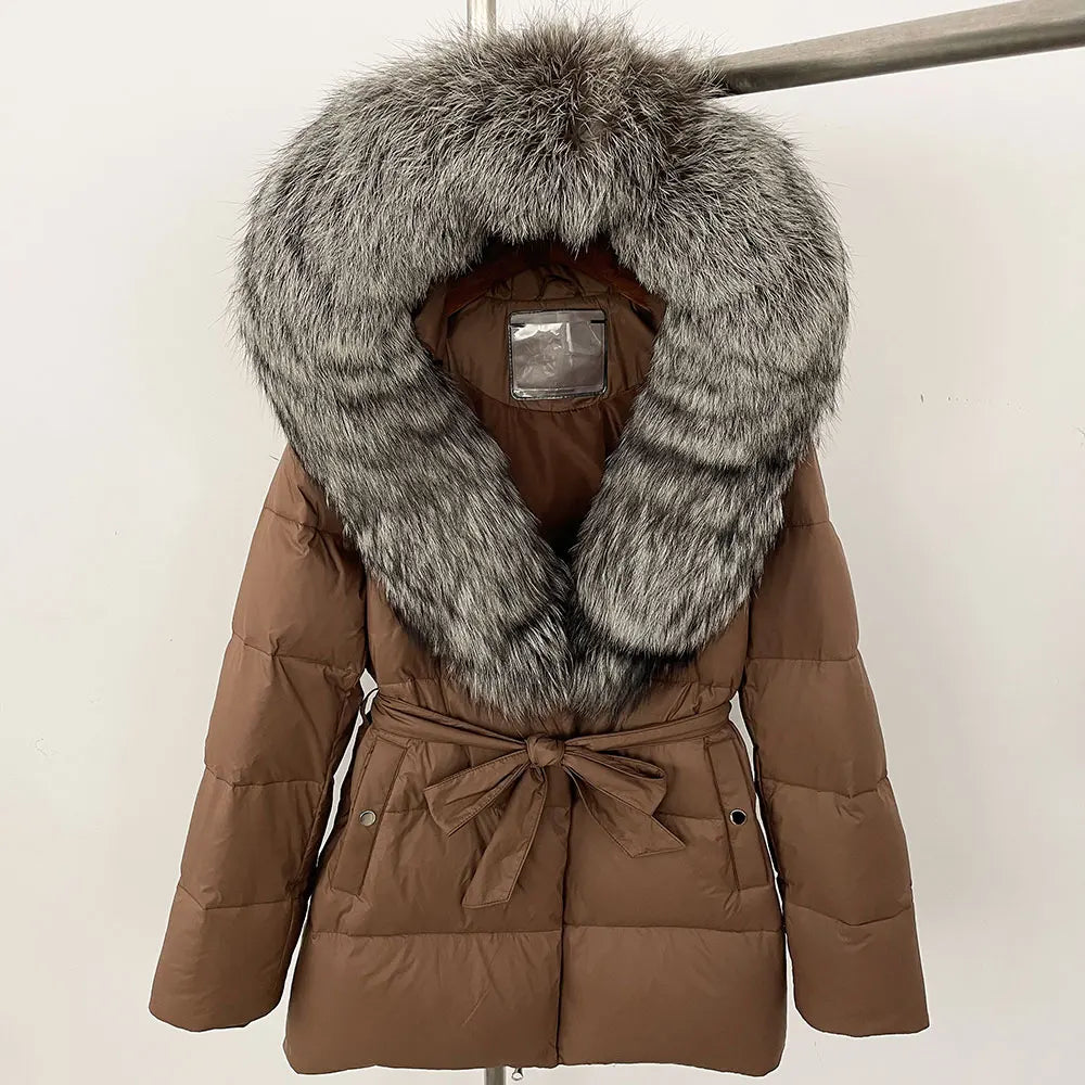 ElegantFox - Women’s Winter Coat with Real Fox Fur Hood